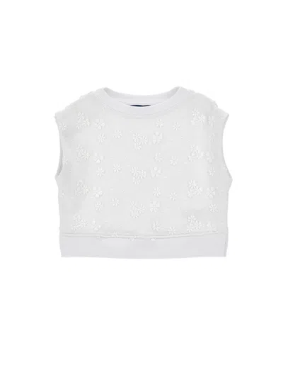 Ermanno Scervino Kids  Embroidered Closed Sweatshirt In White