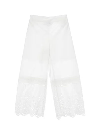 Ermanno Scervino Kids  Embroidered Flared Trousers In White