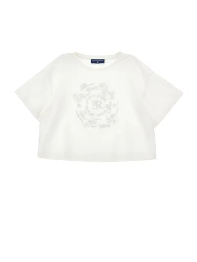 Ermanno Scervino Kids  Floral Logo T-shirt In Neutral
