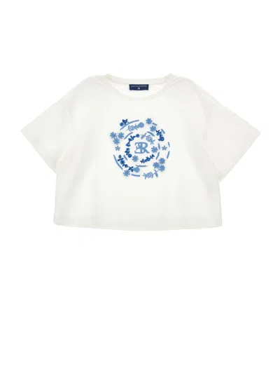 Ermanno Scervino Kids  Floral Logo T-shirt In White
