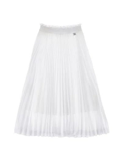 Ermanno Scervino Kids  Long Pleated Skirt In White
