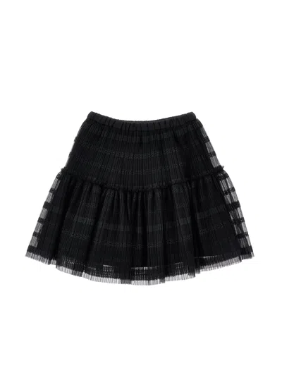 Ermanno Scervino Kids  Pleated Tulle Skirt In Black
