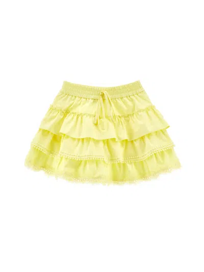 Ermanno Scervino Kids  Ruffled Skirt With Lace In Yellow
