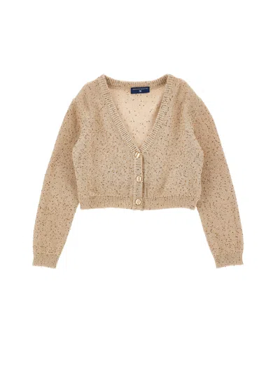 Ermanno Scervino Kids  Sequin Cardigan With Buttons In Brown