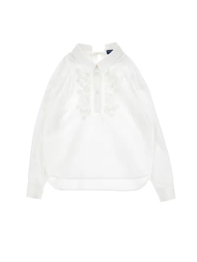 Ermanno Scervino Kids  Shirt With Floral Embroidery In Neutral