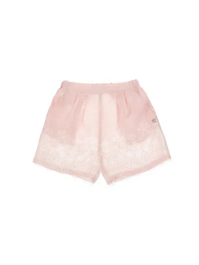 Ermanno Scervino Kids  Shorts With Lace And Embroidery In Pink