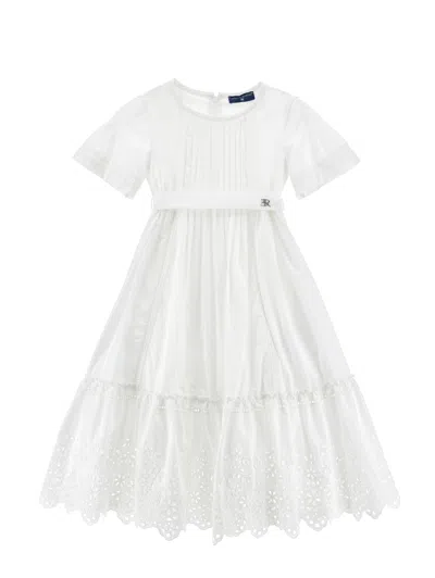 Ermanno Scervino Kids  Short-sleeved Lace Dress In White