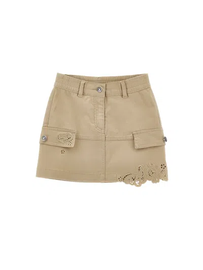 Ermanno Scervino Kids  Skirt With Sangallo Pockets In Brown