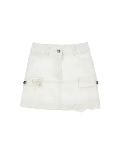Ermanno Scervino Kids  Skirt With Sangallo Pockets In White