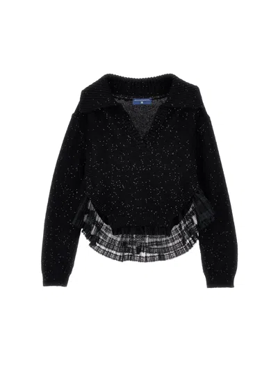 Ermanno Scervino Kids  Sweater With Collar And Tulle In Black