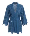 Ermanno Scervino Openwork Belted Kimono In Blue
