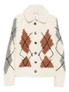 Ermanno Scervino Shearling-collar Cardigan In White