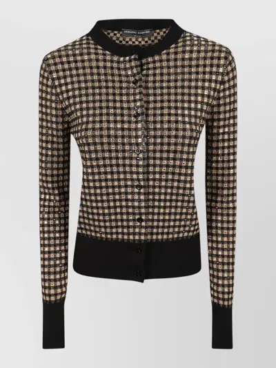 Ermanno Scervino Knit Cardigan Textured Pattern Long Sleeves In Black