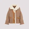 Ermanno Scervino Shearling Collar Knit Cardigan In Brown