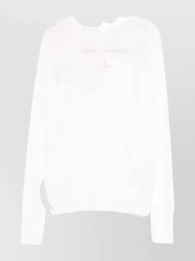 ERMANNO SCERVINO KNIT SWEATER WITH LACE NECK DETAIL