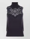 Ermanno Scervino Lace-insert Turtleneck Top In Blue