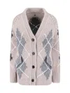 Ermanno Scervino Argyle-pattern Pocket Cardigan In Gray