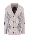 Ermanno Scervino Argyle-pattern Pocket Cardigan In Gray
