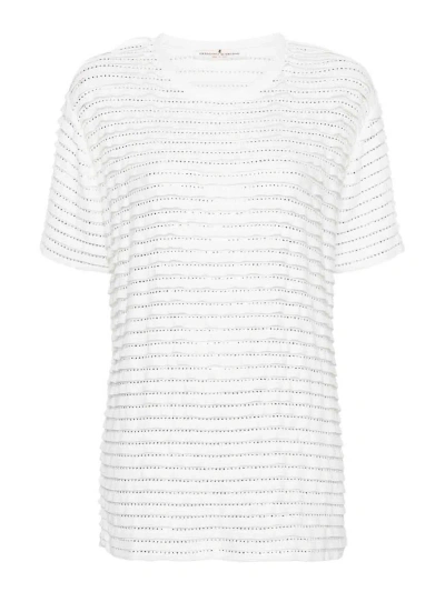Ermanno Scervino Rhinestone-embellished Knitted Top In White