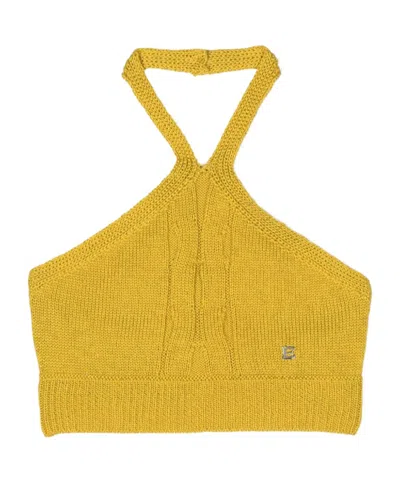 Ermanno Scervino Knitted Neck Vest In Yellow