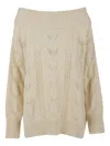 Ermanno Scervino Knitted Sweater In Neutral