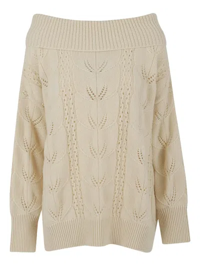 Ermanno Scervino Knitted Sweater In Neutral