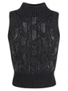 Ermanno Scervino Cropped Sleek Knitted Top With High Neck In Black