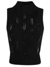Ermanno Scervino Cropped Sleek Knitted Top With High Neck In Black