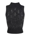 Ermanno Scervino Cropped Sleek Knitted Top With High Neck In Black