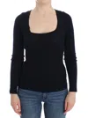 Ermanno Scervino Women   Knitted Wool Stretch Sweater Top In Black