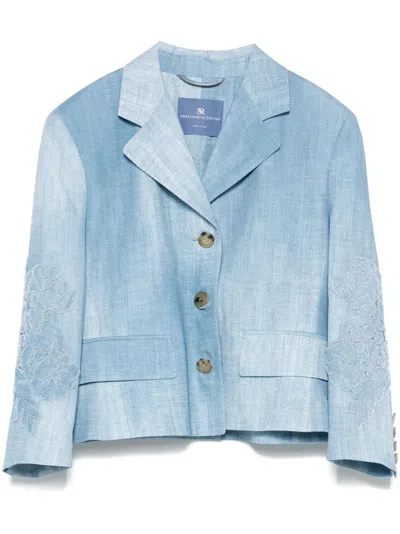 Ermanno Scervino Lace-appliqué Blazer In Blue