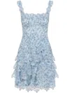 Ermanno Scervino Ruffled Lace Mini Dress In 蓝色