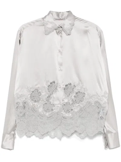 Ermanno Scervino Lace-appliqué Shirt In Grey