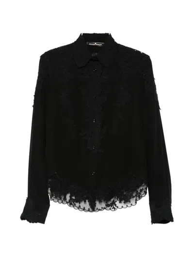 Ermanno Scervino Lace Black Shirt