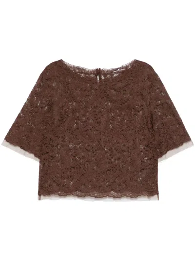 Ermanno Scervino Lace Blouse In Brown