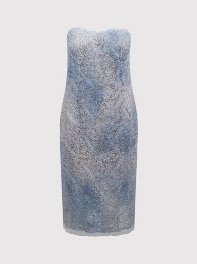 Ermanno Scervino Lace Bustier Midi Dress In Blue