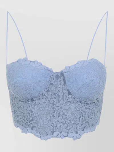 Ermanno Scervino Lace Bustier Top Sweetheart Neckline Straps In Blue