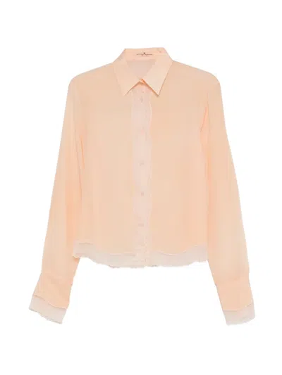 Ermanno Scervino Lace Button-up Shirt In Orange