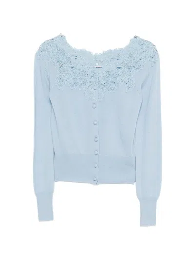 Ermanno Scervino Lace Buttoned Cardigan In Brown