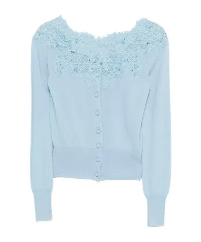 Ermanno Scervino Lace Cardigan In Blue
