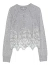 Ermanno Scervino Lace Cashmere Cardigan In Gray