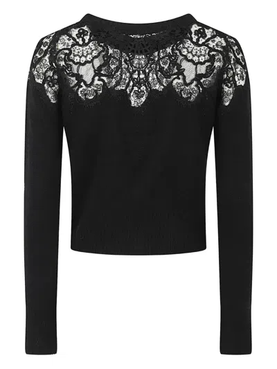 Ermanno Scervino Lace Cashmere Sweater In Black