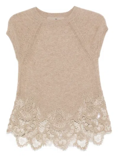 ERMANNO SCERVINO ERMANNO SCERVINO LACE CASHMERE TOP