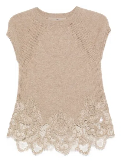 ERMANNO SCERVINO ERMANNO SCERVINO LACE CASHMERE TOP