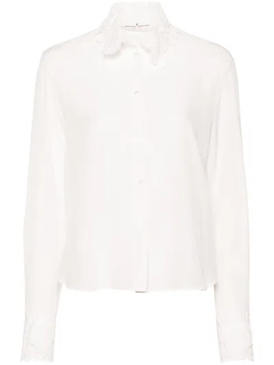 Ermanno Scervino Lace-collar Shirt In Neutrals