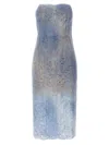 Ermanno Scervino Lace Corset Dress With Embellished Floral Pattern In Light Blue