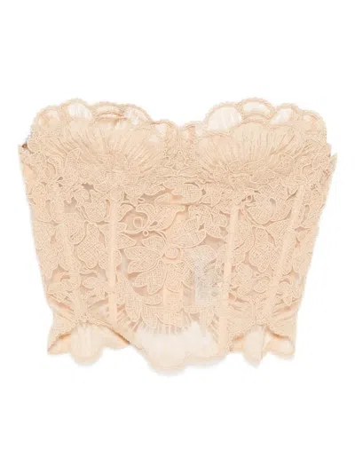 Ermanno Scervino Lace Corset Top In Brown