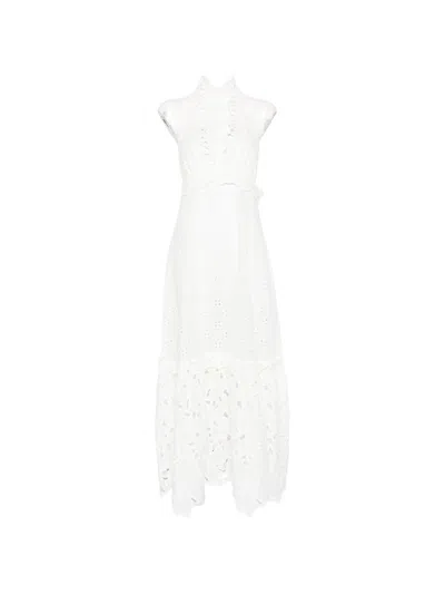 Ermanno Scervino Lace Cotton Long Dress In Animal Print