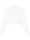 Ermanno Scervino Lace Long-sleeve Cropped Shirt With Scalloped Hem