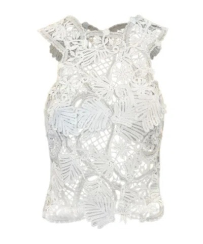 Ermanno Scervino Lace Cut-out Tank Top In Gray